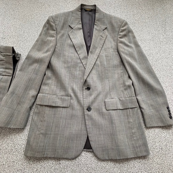 Turnbury Glen Check Plaid Suit 40L 36W 2 PC Business Gray Windsor Preppy Bloke - Picture 7 of 16